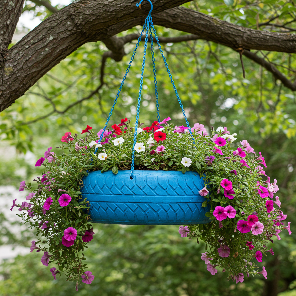 14. Repurposed Tire Planter